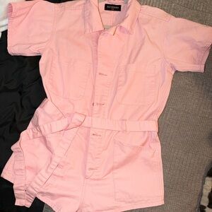 Kittenish Pink Short Sleeve Romper